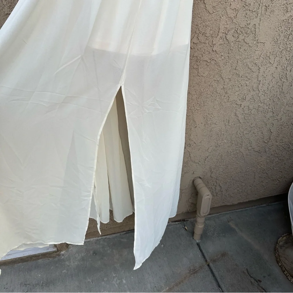 NEW Cream Open Back Strappy Maxi Dress with slit - Picture 7 of 8